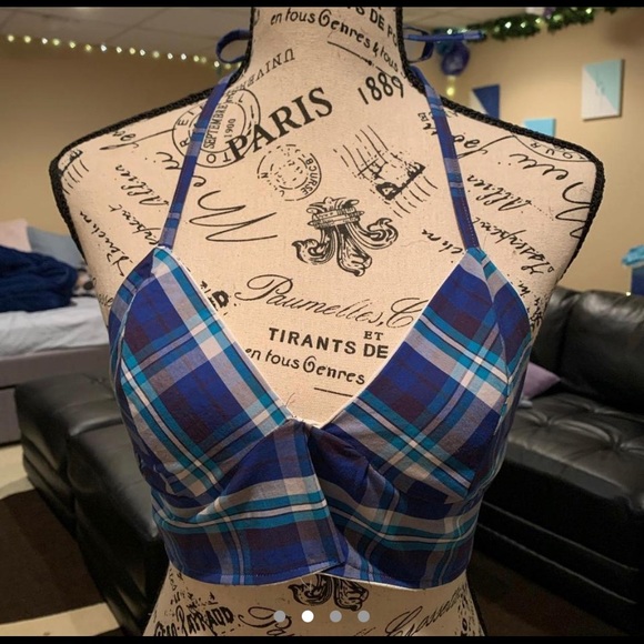 Handmade Plaid Bralette Top - Picture 2 of 4